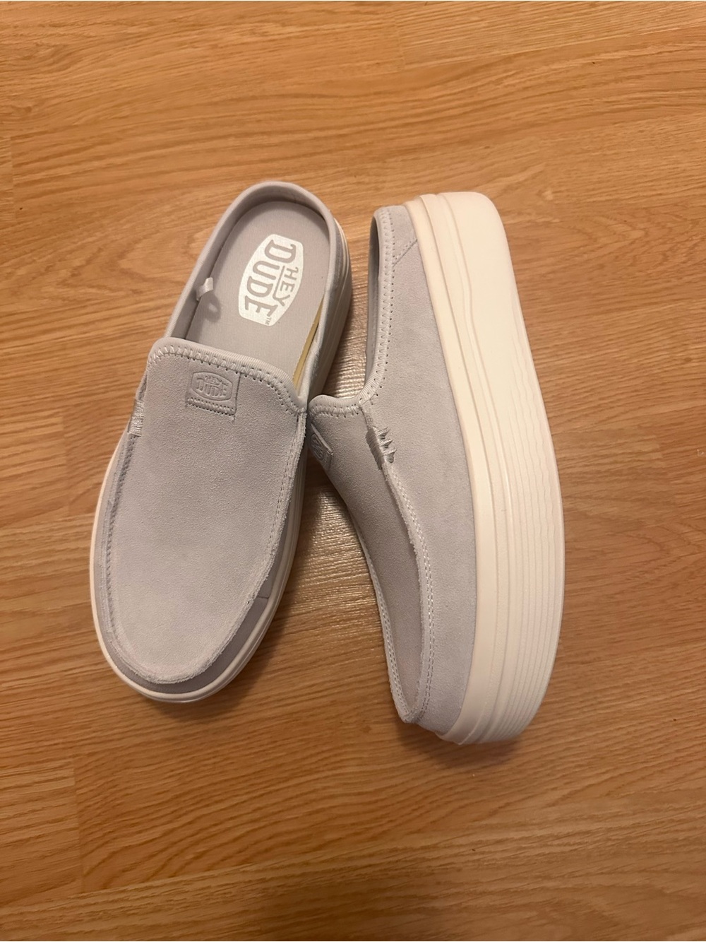 Hey Dude Austin Platform Slip-On Shoes in Light Gray